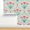 Floral Ogee Indian Chintz Green Pink Xl Large Scale Damask Vibrant Classic Custom Pre-pasted Wallpaper by Spoonflower Pre-Pasted Wallpaper 2FT Wide